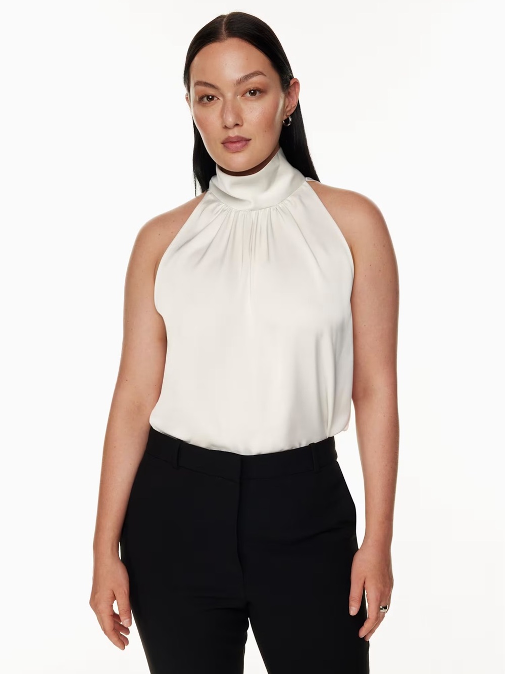 Sleeveless High-Neck Halter Top - Blue